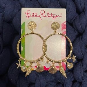Lilly Pulitzer Metallic Hoop Earrings with sea charms